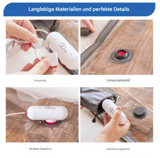 🔥Balenie 6 kompresných vreciek pre elektrický vysávač s USB - ušetrite miesto, cestujte naľahko!