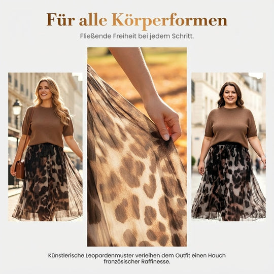 ✨🔥Ensemble deux pièces pour femme composé d'un pull et d'une jupe fluide à imprimé léopard