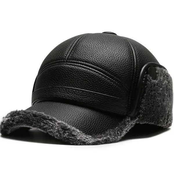 ⛄️🧢Bonnet d'hiver vintage pour homme avec oreillettes - Doublure en peluche douce et casquette en similicuir