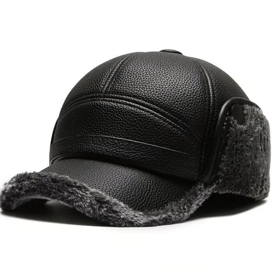 ⛄️🧢Bonnet d'hiver vintage pour homme avec oreillettes - Doublure en peluche douce et casquette en similicuir