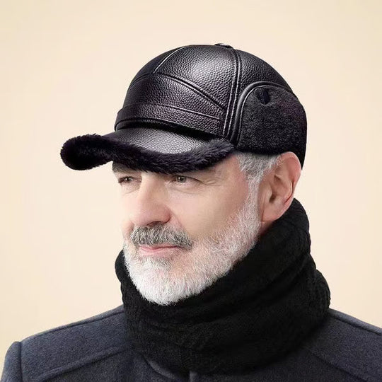 ⛄️🧢Bonnet d'hiver vintage pour homme avec oreillettes - Doublure en peluche douce et casquette en similicuir