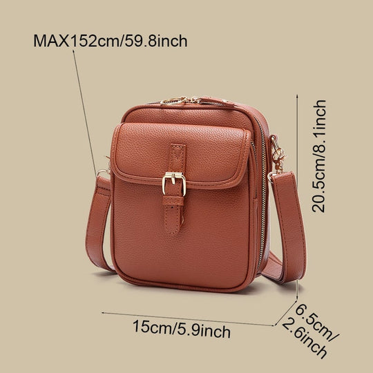 Vintage Crossbody Leather Bag – Adjustable & Spacious Design