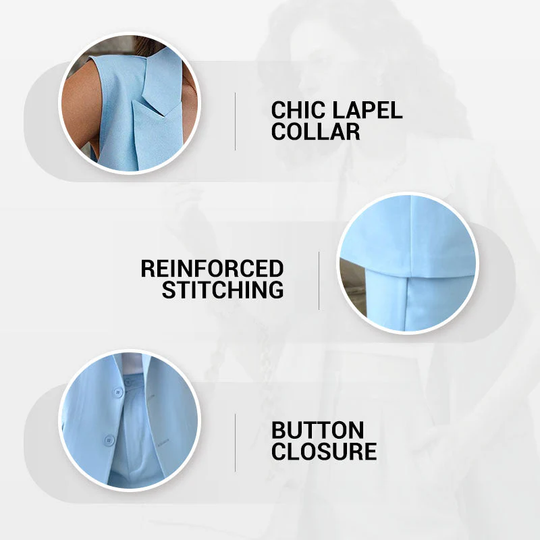 ⏰Ultimo giorno di vendita 49% di sconto💖Blazer elegante senza maniche da donna & Set di pantaloni a vita alta