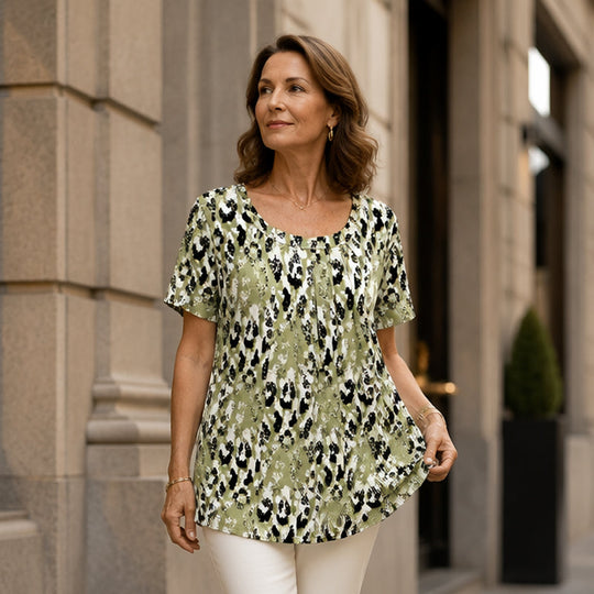 👚Women's Casual Printed Round Neck Short Sleeve Top