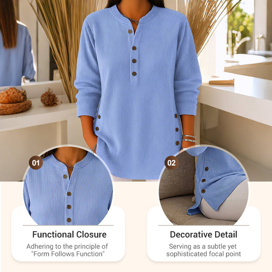 💃Women's Solid Color Crew Neck Long Sleeve Casual Loose Knit Pullover