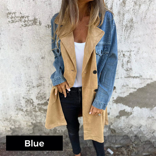 🌸Rinnovamento primaverile🌸Trench di media lunghezza con cuciture in denim: perfetto per la primavera!