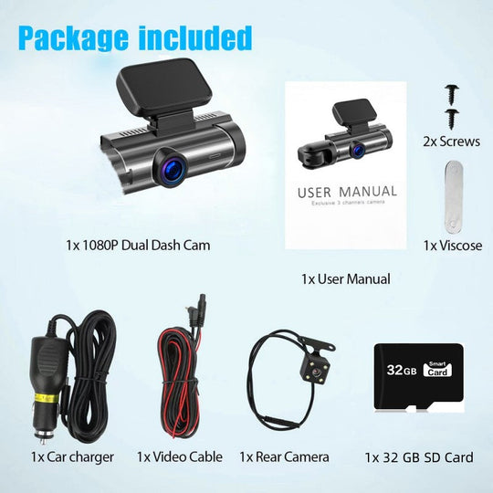 🏆Hot Sale⚡ 170° Wide-Angle Dash Cam with Dual Lens – 1080P HD, Night Vision & 24-Hour Parking Monitoring (Drive Safer, Save Every Moment!)