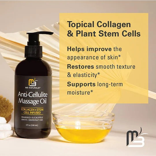 Body Care & Skin Care Massage Oil - Topical Collagen and Plant Stem Cell Body Oil to Restore Texture and Elasticity - Soothing Body Oil