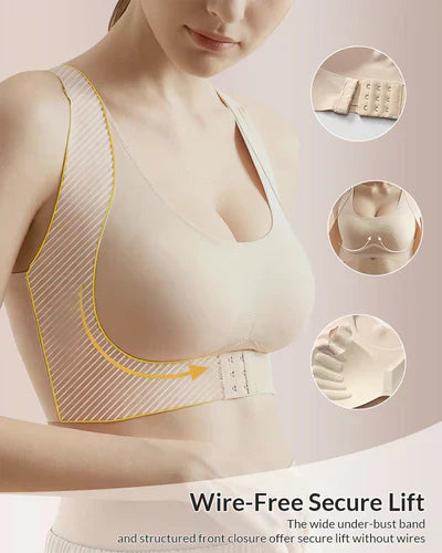 ⏰Front Closure Cross-Back Wireless Posture Bra