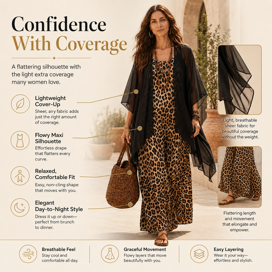 Effortless Elegance Made for Real Life✨A flattering flowy maxi dress with a lightweight cover-up—designed for comfortable confidence from brunch to dinner.