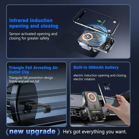 🚗📱 2-in-1 Car Phone Holder & Wireless Charger – 360° Rotation, Strong Grip & Fast Charging 🔋