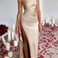 💜Cumpără 2 bucăți cu livrare gratuită💜Rochie maxi elegantă din satin, cu un umăr, model cocktail, decoltată, stil feminin, pentru nuntă și petrecere