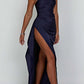 💜Cumpără 2 bucăți cu livrare gratuită💜Rochie maxi elegantă din satin, cu un umăr, model cocktail, decoltată, stil feminin, pentru nuntă și petrecere
