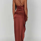 💜Cumpără 2 bucăți cu livrare gratuită💜Rochie maxi elegantă din satin, cu un umăr, model cocktail, decoltată, stil feminin, pentru nuntă și petrecere
