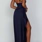 💜Cumpără 2 bucăți cu livrare gratuită💜Rochie maxi elegantă din satin, cu un umăr, model cocktail, decoltată, stil feminin, pentru nuntă și petrecere