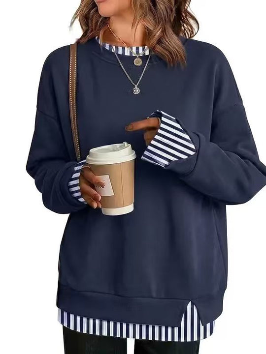 👚 2026 Autumn Hot Sale 50% OFF!✨ Women's Loose Faux Two‑Piece Sweatshirt