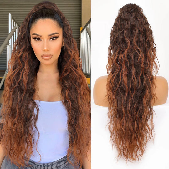 💜Curly Wavy Frizzy Hair Extension with Ponytail💜Convertible Ponytail | Human Hair Blend