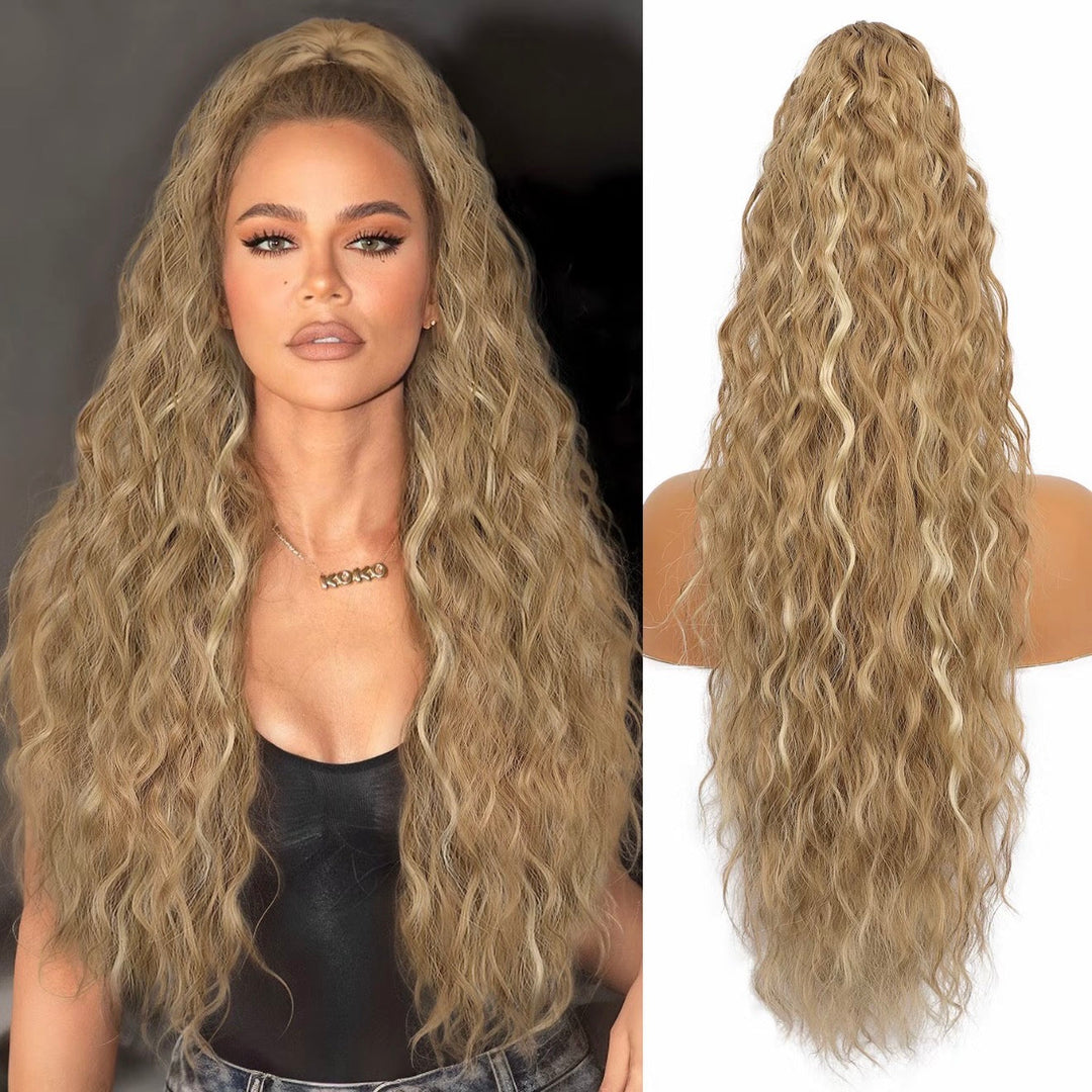 💜Curly Wavy Frizzy Hair Extension with Ponytail💜Convertible Ponytail | Human Hair Blend