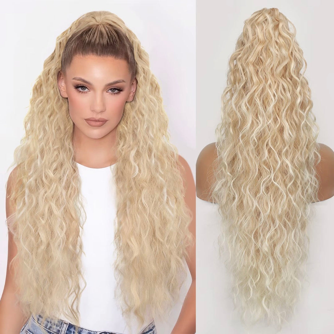 💜Curly Wavy Frizzy Hair Extension with Ponytail💜Convertible Ponytail | Human Hair Blend