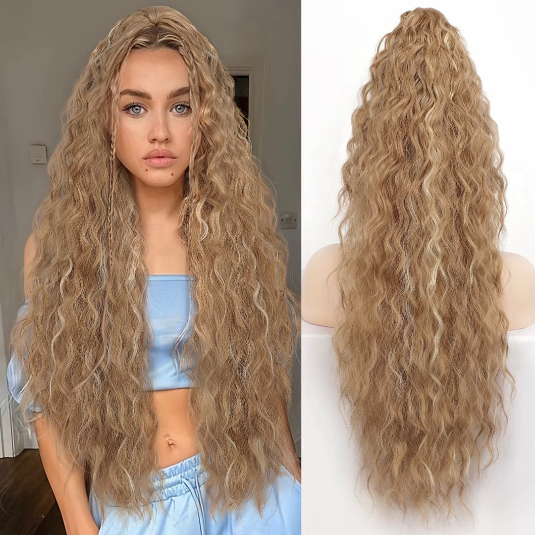 💜Curly Wavy Frizzy Hair Extension with Ponytail💜Convertible Ponytail | Human Hair Blend