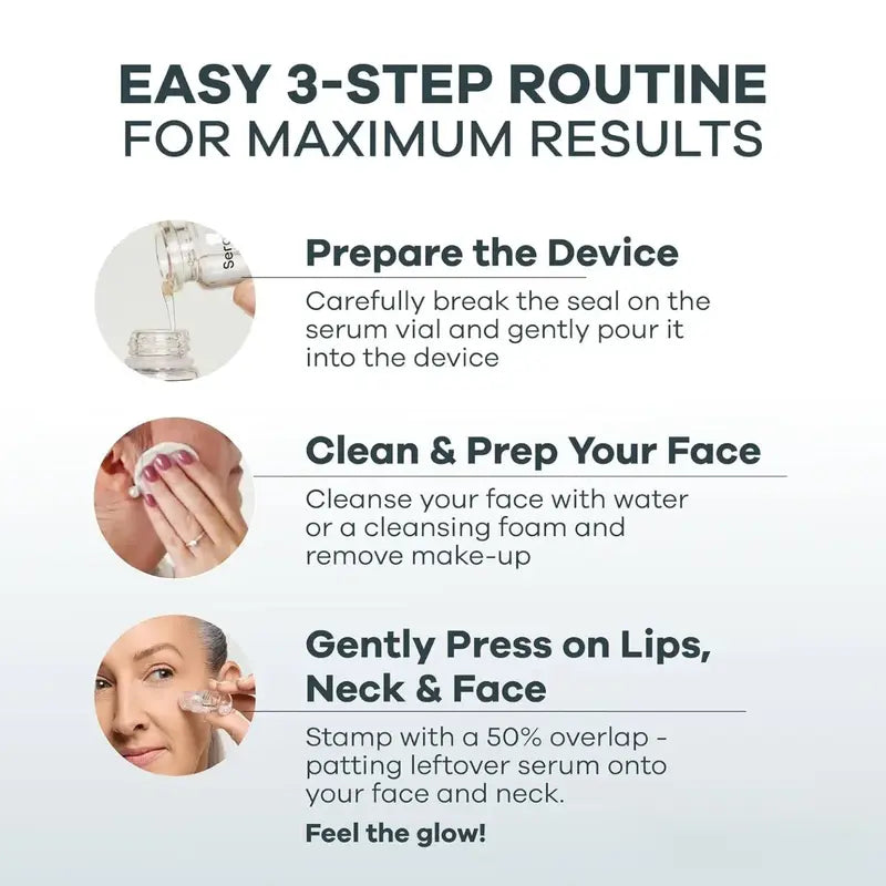 Micro Infusion System for Face & Neck 0.05mm Stamp with Hyaluronic Acid & Collagen Peptide Serum for Firmer Smoother-Looking Skin Easy 5-Minute At-Home Skin Care Application niacinamide - 1 Month Supply