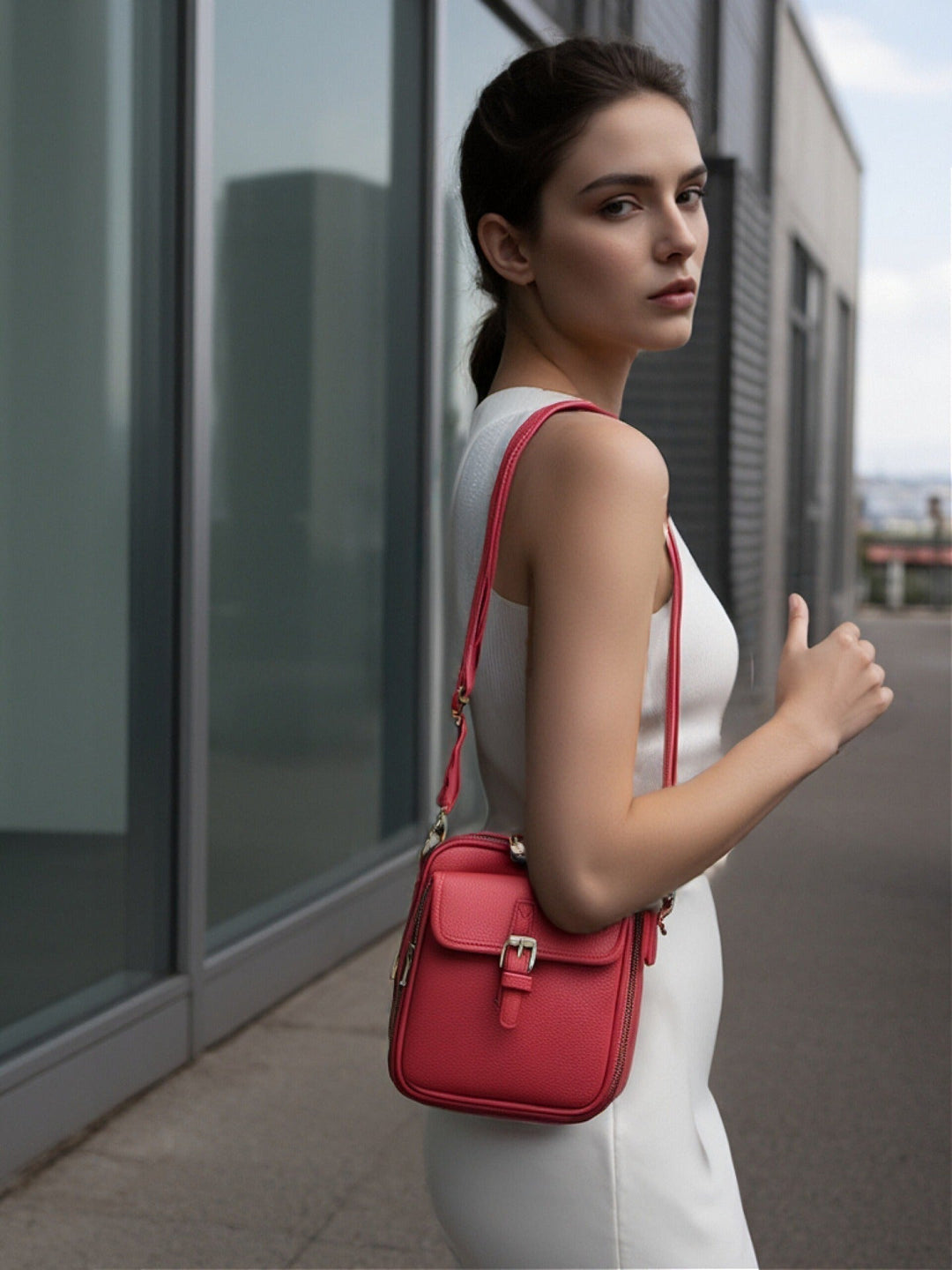 Vintage Crossbody Leather Bag – Adjustable & Spacious Design