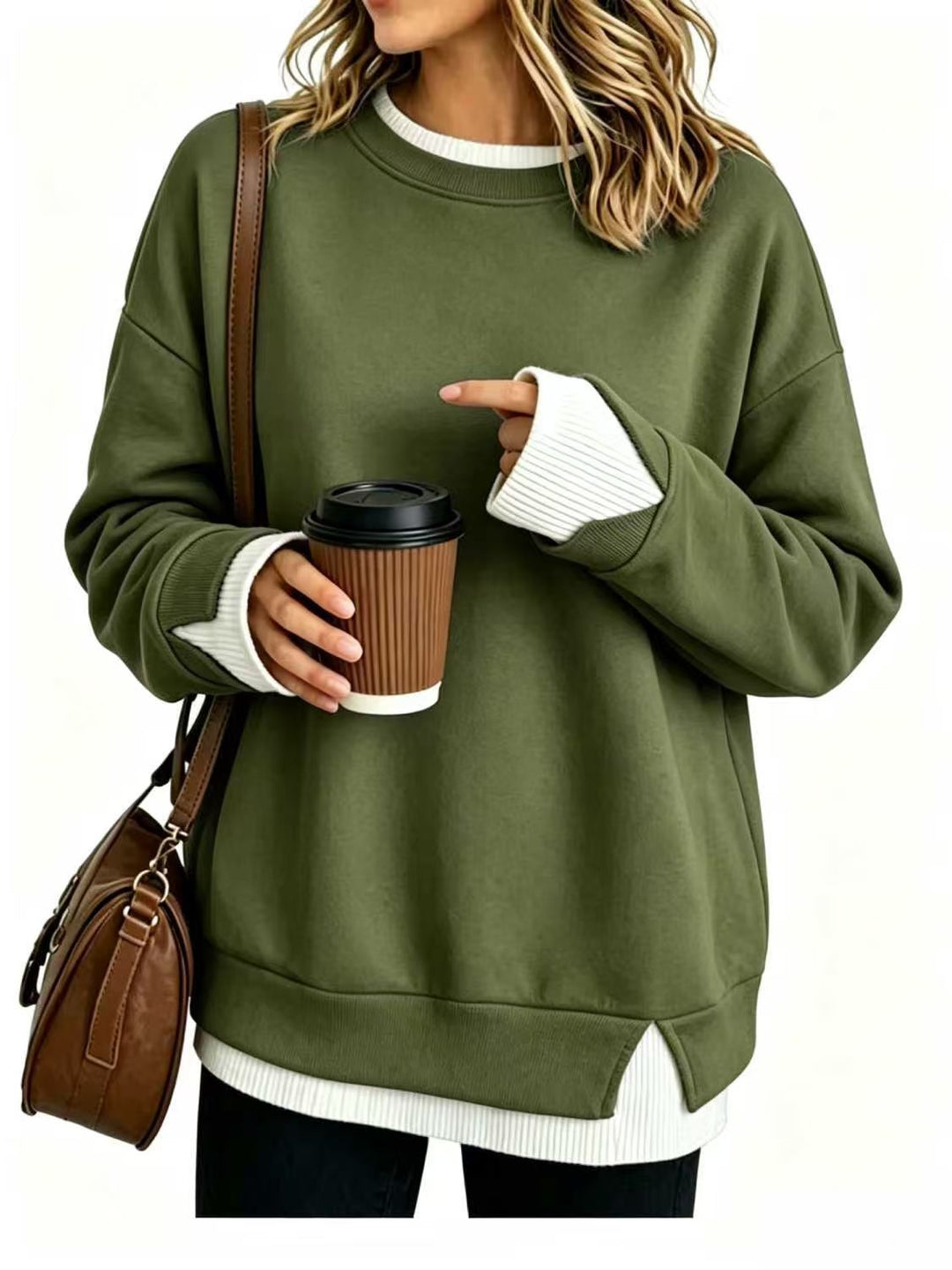 👚 2026 Autumn Hot Sale 50% OFF!✨ Women's Loose Faux Two‑Piece Sweatshirt