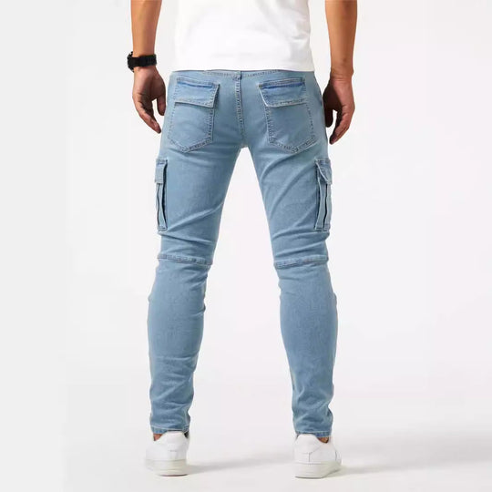 Pantalon cargo en denim stretch