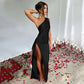 💜Cumpără 2 bucăți cu livrare gratuită💜Rochie maxi elegantă din satin, cu un umăr, model cocktail, decoltată, stil feminin, pentru nuntă și petrecere