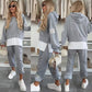 💜Trendy & Cozy🧥Women's Hooded Patchwork Sweatshirt Suit - Your Casual Day Essential!