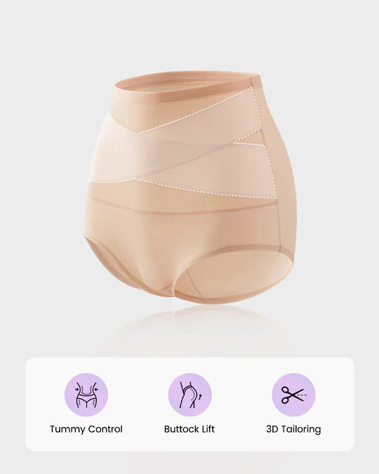 🌸2026 HOT SALE🥳✨Plus-Size High-Waist Cross Tummy Control Panties