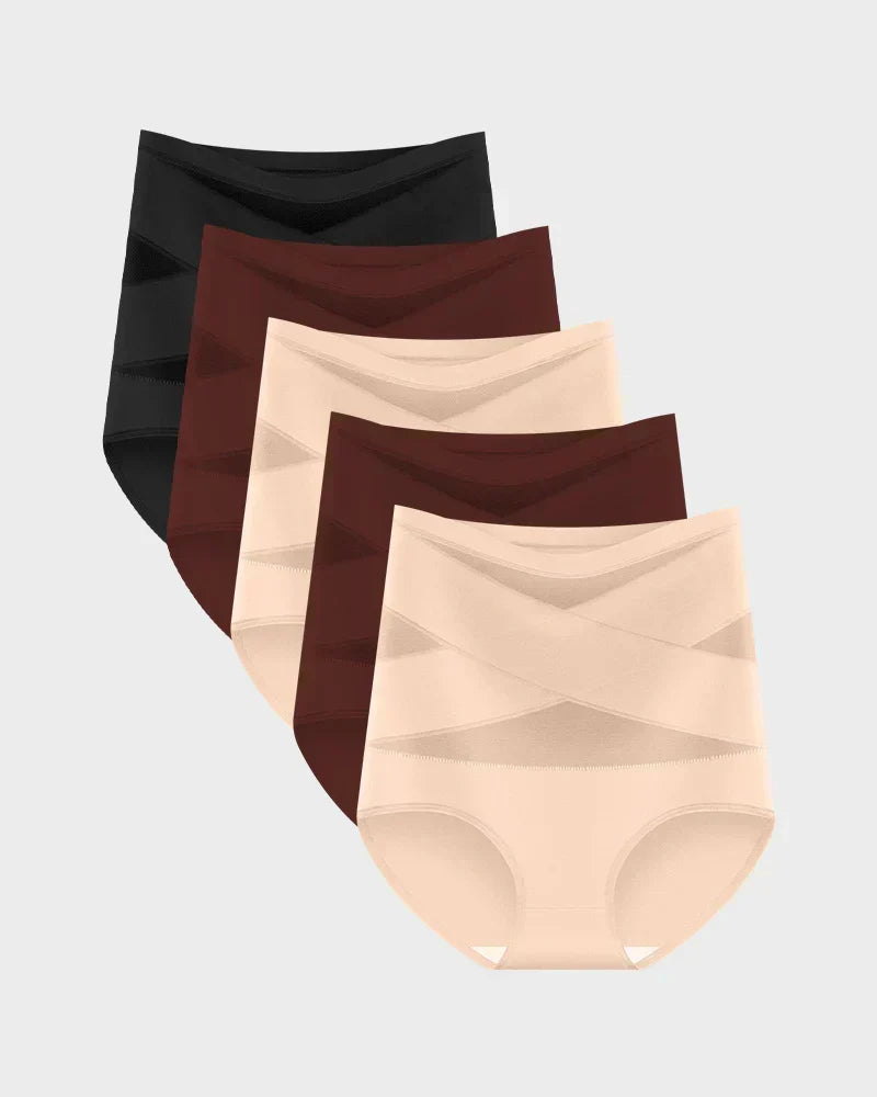Plus-Size High-Waist Cross Tummy Control Panties