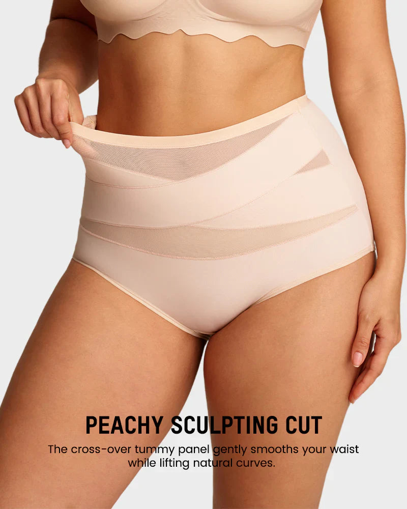 🌸2026 HOT SALE🥳✨Plus-Size High-Waist Cross Tummy Control Panties