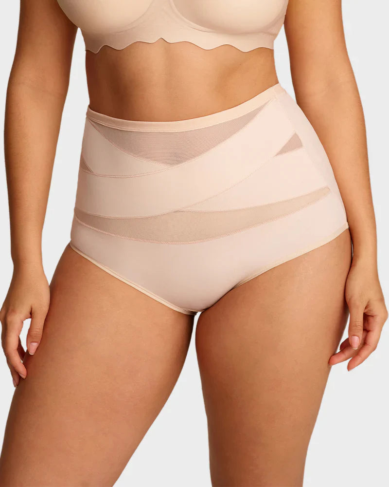 🌸2026 HOT SALE🥳✨Plus-Size High-Waist Cross Tummy Control Panties