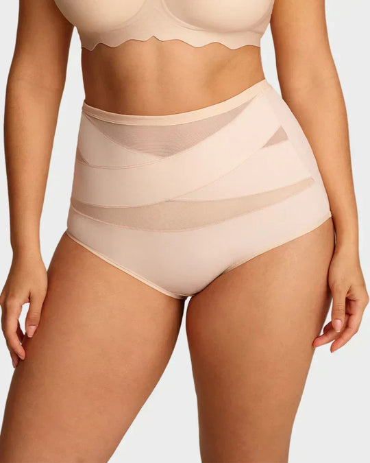 Plus-Size High-Waist Cross Tummy Control Panties