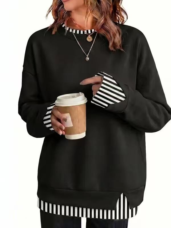 👚 2026 Autumn Hot Sale 50% OFF!✨ Women's Loose Faux Two‑Piece Sweatshirt