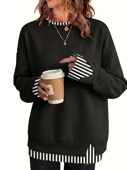 👚 2026 Autumn Hot Sale 50% OFF!✨ Women's Loose Faux Two‑Piece Sweatshirt