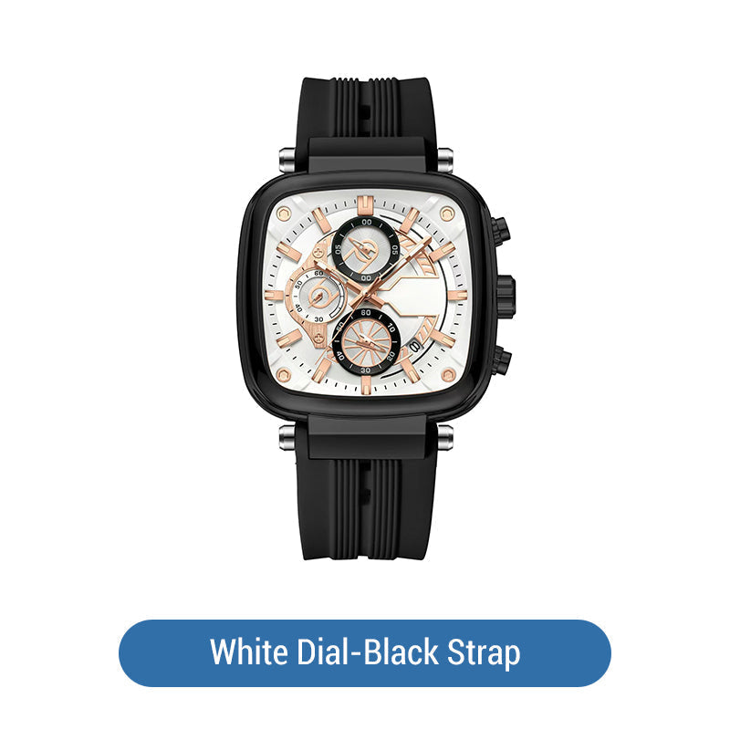 ⚡Heißer Sale: 50% Rabatt⚡Multifunktionale, wasserdichte Quarz-Herrenuhr mit quadratischem Design und Silikonband