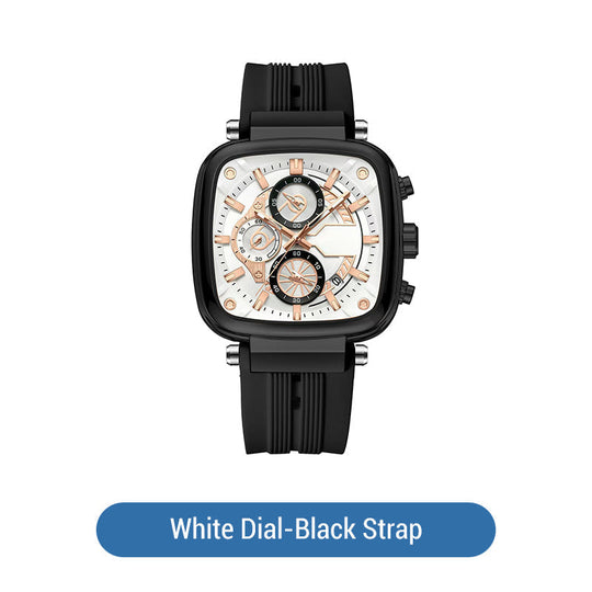 ⚡Heißer Sale: 50% Rabatt⚡Multifunktionale, wasserdichte Quarz-Herrenuhr mit quadratischem Design und Silikonband