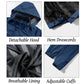 🔥Hot Sale 50% Off🎁Men's Lightweight Windbreaker Rain Jacket Raincoat with Detachable Hood for Hiking Fishing Activewear