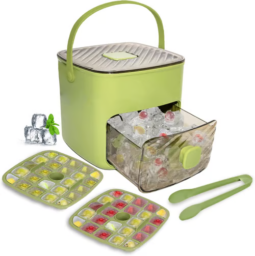 🥳2026 HOT SALE🥳💞50K+ SOLD!💥🥤🧊 50% OFF! Ice Cube Maker with Storage – 48 cubes at once, leak‑proof lid. Stackable, saves space. Includes ice scoop & tong. A summer essential. 🏖️✅