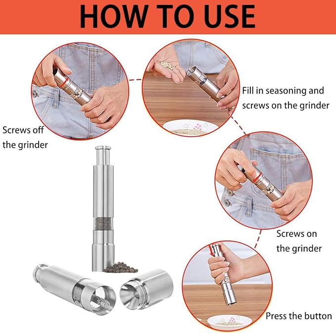 ⚡【Profesjonell kvalitet】 Salt, pepper & Krydderkvern⚡| Gjenfyllbare glasskamre (kjøp 2 få 1 GRATIS)