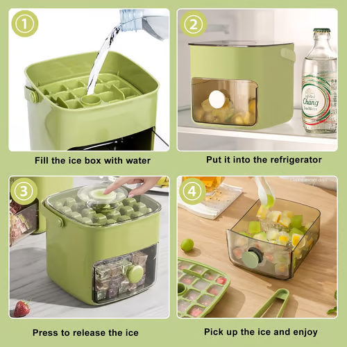 🥳2026 HOT SALE🥳💞50K+ SOLD!💥🥤🧊 50% OFF! Ice Cube Maker with Storage – 48 cubes at once, leak‑proof lid. Stackable, saves space. Includes ice scoop & tong. A summer essential. 🏖️✅
