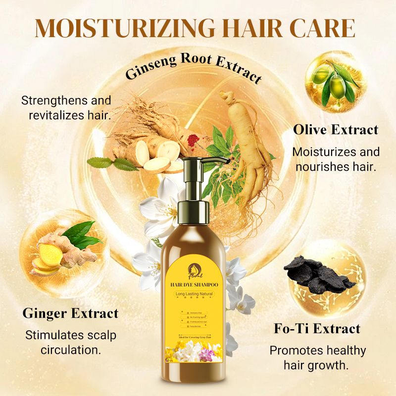 🌈Langtidsholdbar naturlig hårfarveshampoo🧴 | UV-beskyttelse + Farvelås | Gradvis dækning af grå hår