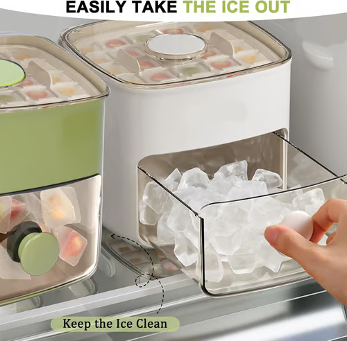 🥳2026 HOT SALE🥳💞50K+ SOLD!💥🥤🧊 50% OFF! Ice Cube Maker with Storage – 48 cubes at once, leak‑proof lid. Stackable, saves space. Includes ice scoop & tong. A summer essential. 🏖️✅