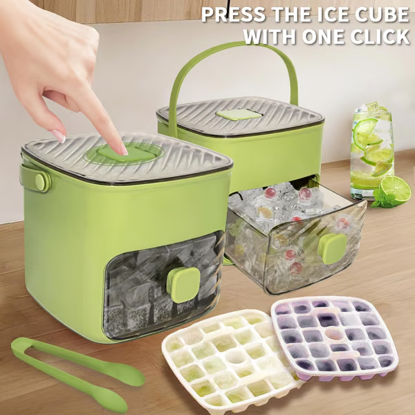 🥳2026 HOT SALE🥳💞50K+ SOLD!💥🥤🧊 50% OFF! Ice Cube Maker with Storage – 48 cubes at once, leak‑proof lid. Stackable, saves space. Includes ice scoop & tong. A summer essential. 🏖️✅