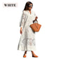 🌷Women's V-Neck Lace Midi Dress 🌷 | Convertible Sleeves | Machine-Washable Lace