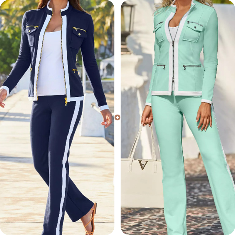Ensemble de survêtement bicolore 2 pièces pour femme