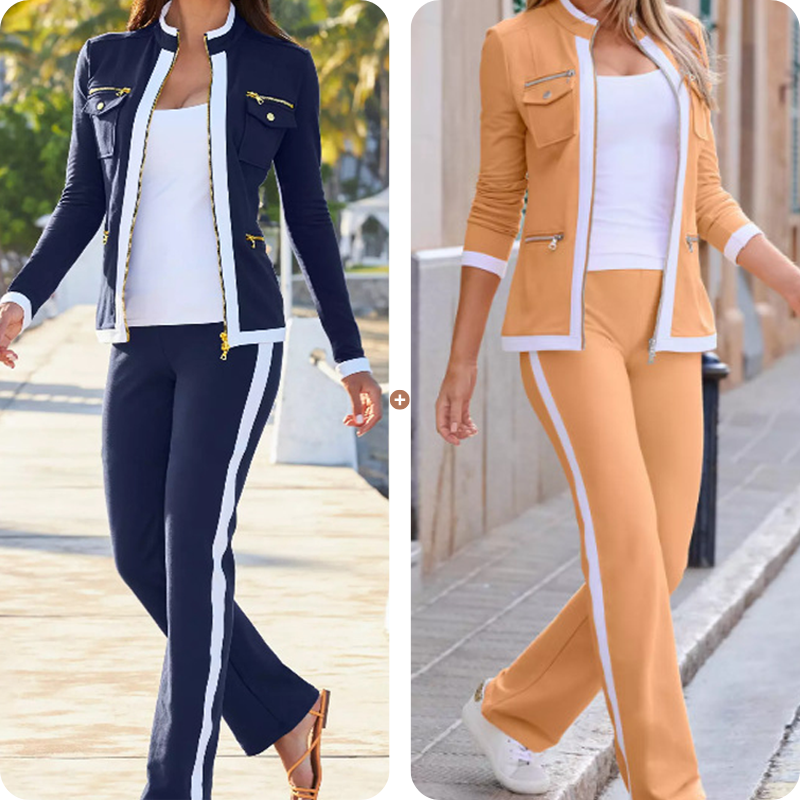 Ensemble de survêtement bicolore 2 pièces pour femme