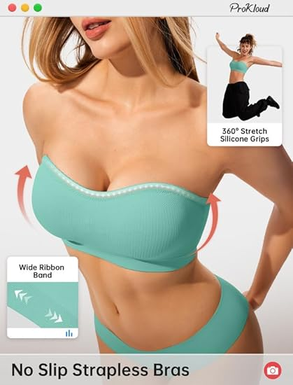 🥳2026 HOT SALE🥳💞50K+ SOLD!⚡ProKloud Strapless Push Up Bras for Women Wireless Bandeau Bra Non-Slip Silicone Tube Top Padded Convertible Bralette